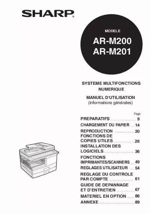 Mode d'emploi SHARP AR-M200/201