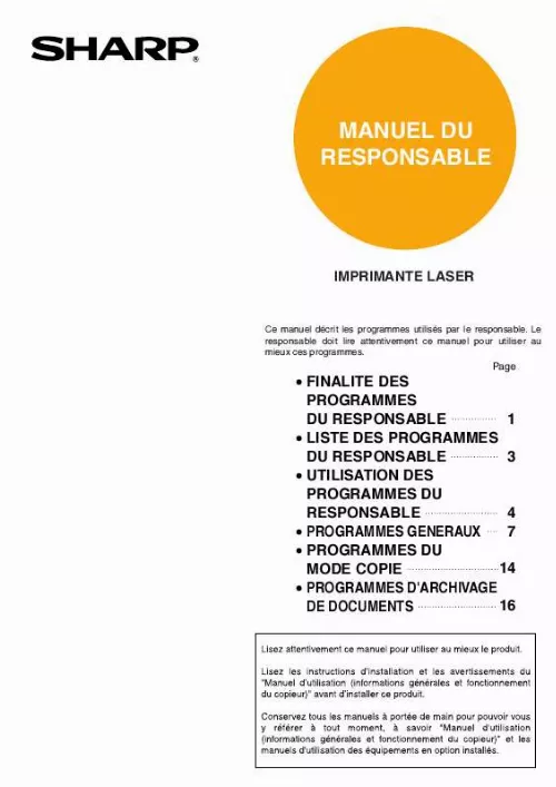 Mode d'emploi SHARP AR-M351N