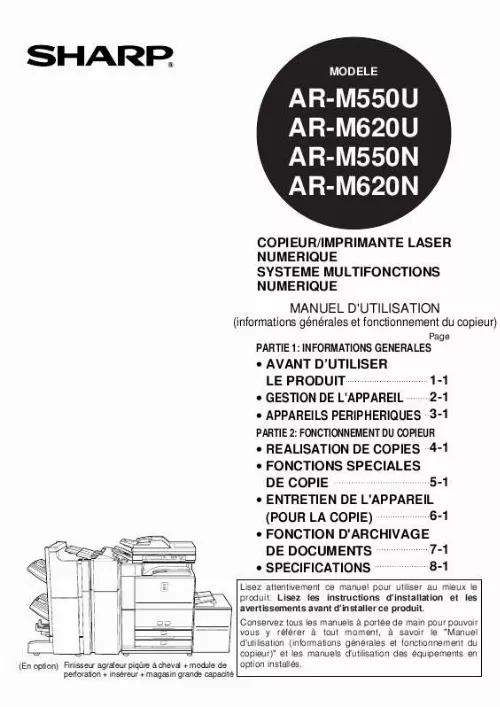 Mode d'emploi SHARP AR-M550/620U/N