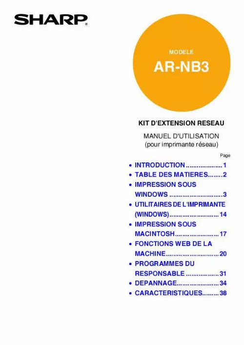 Mode d'emploi SHARP AR-NB3