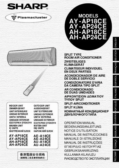 Mode d'emploi SHARP AY/AH/AE/AU-A/AP-18/24CE