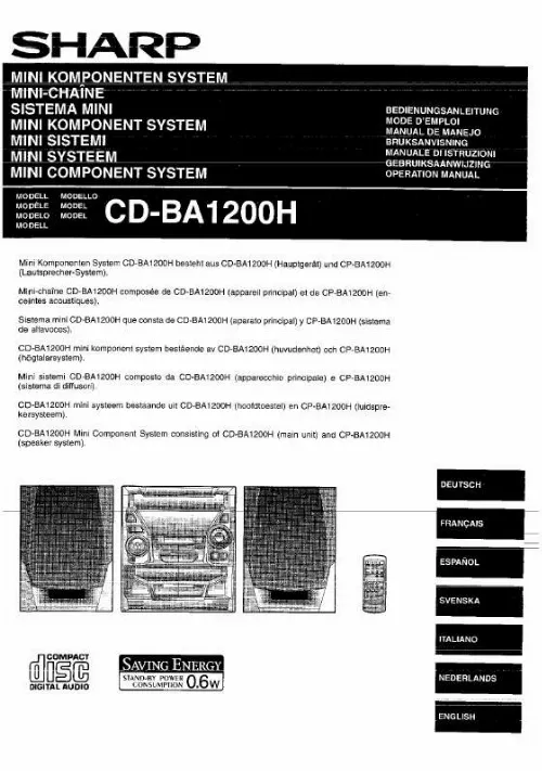 Mode d'emploi SHARP CD-BA1200H