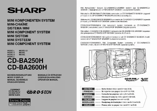 Mode d'emploi SHARP CD-BA250H/2600H