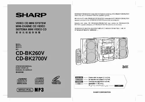 Mode d'emploi SHARP CD-BK2700V