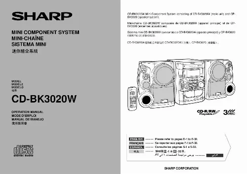 Mode d'emploi SHARP CD-BK3020W