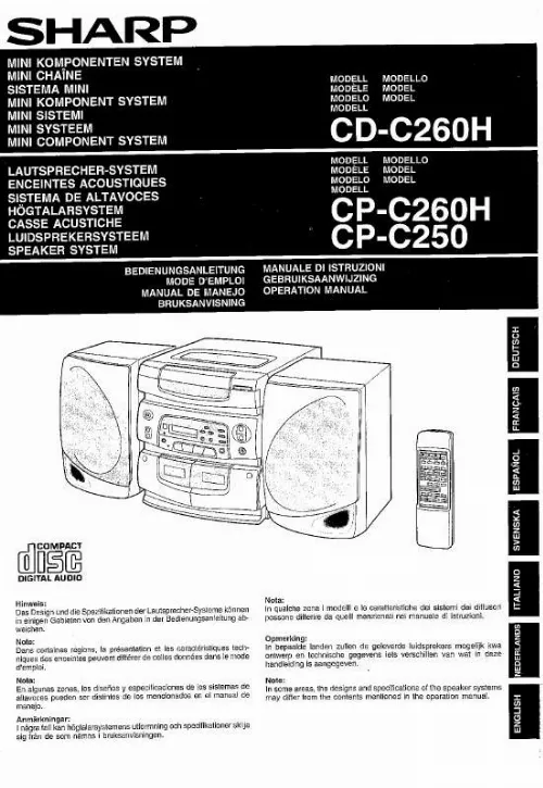 Mode d'emploi SHARP CD/CP-C250/260H