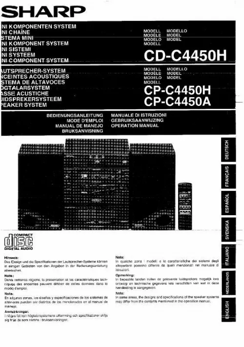 Mode d'emploi SHARP CD/CP-C4450H/A