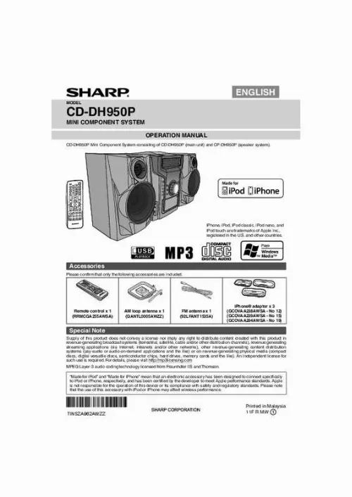 Mode d'emploi SHARP CD-DH950