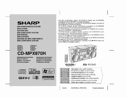 Mode d'emploi SHARP CD-MPX870H