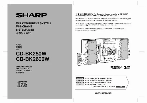 Mode d'emploi SHARP CD-BK2600W