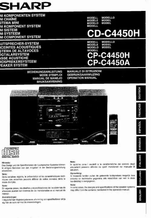 Mode d'emploi SHARP CD-C4450H