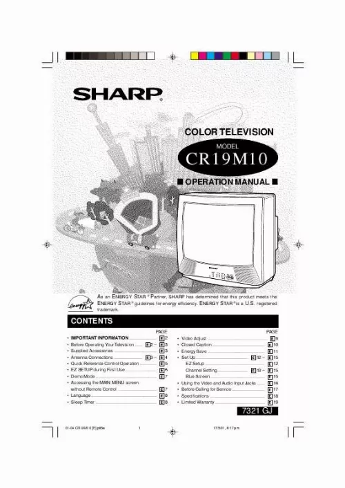 Mode d'emploi SHARP CR19M10