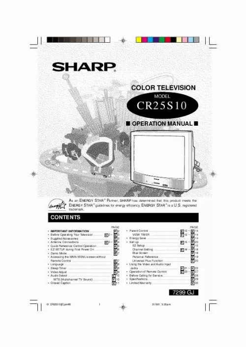 Mode d'emploi SHARP CR25S10