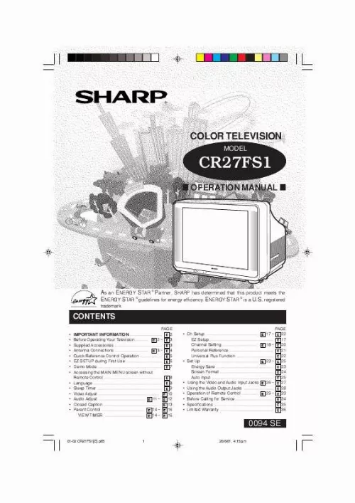 Mode d'emploi SHARP CR27FS1