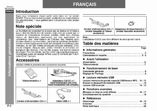 Mode d'emploi SHARP DK-UH2/UH2(BK)