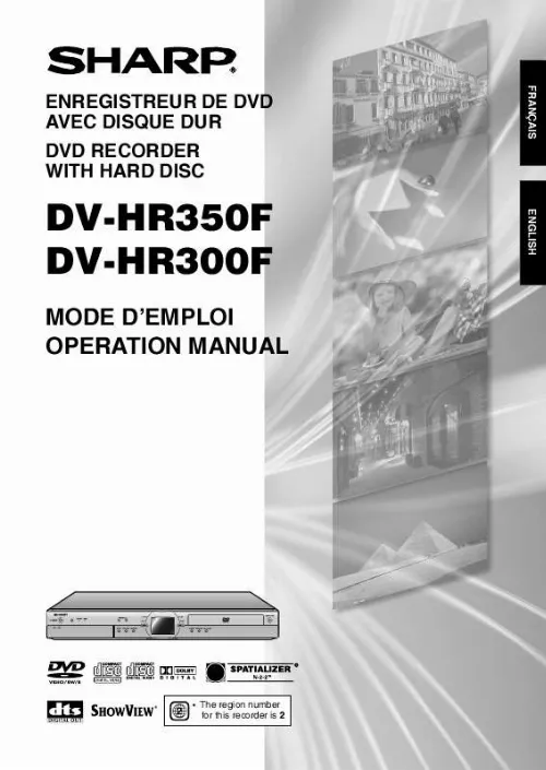 Mode d'emploi SHARP DV-HR350F