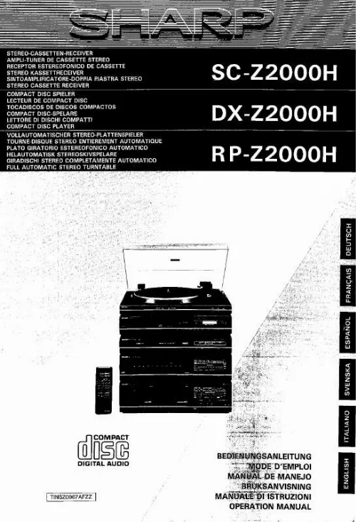 Mode d'emploi SHARP DX/RP/SC-Z2000H