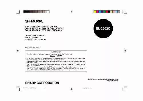 Mode d'emploi SHARP EL-2902C