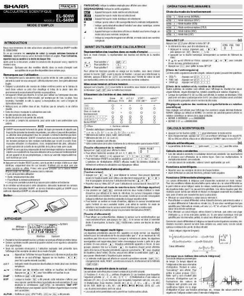 Mode d'emploi SHARP EL-506W/546W