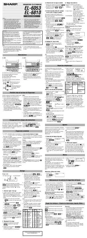 Mode d'emploi SHARP EL-6053/6810