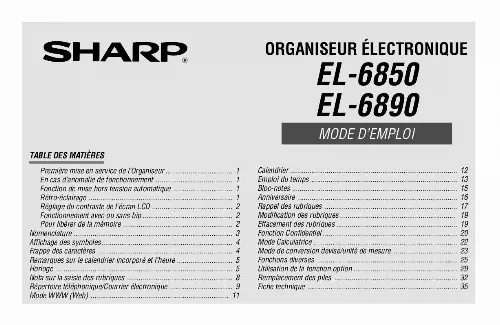 Mode d'emploi SHARP EL-6850/6890
