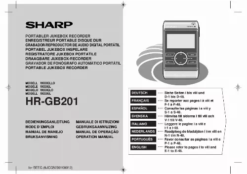 Mode d'emploi SHARP HR-GB201