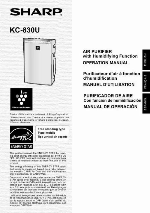 Mode d'emploi SHARP KC-830U