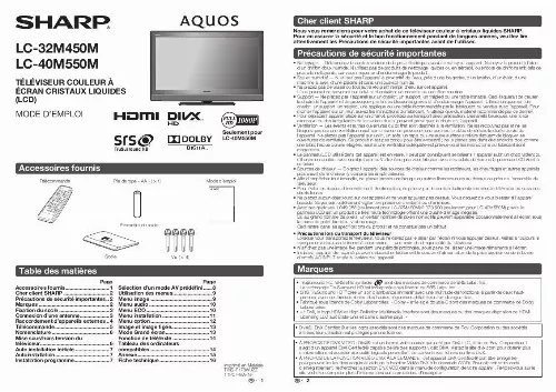 Mode d'emploi SHARP LC-40M450M