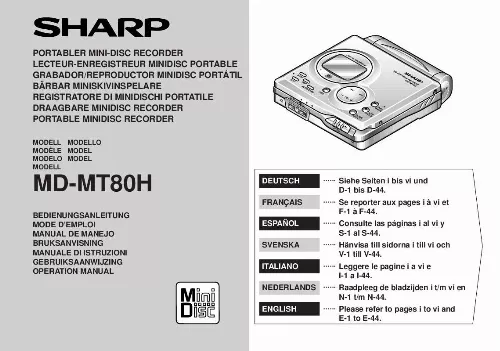 Mode d'emploi SHARP MD-MT80H