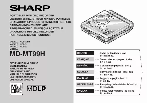 Mode d'emploi SHARP MD-MT99H