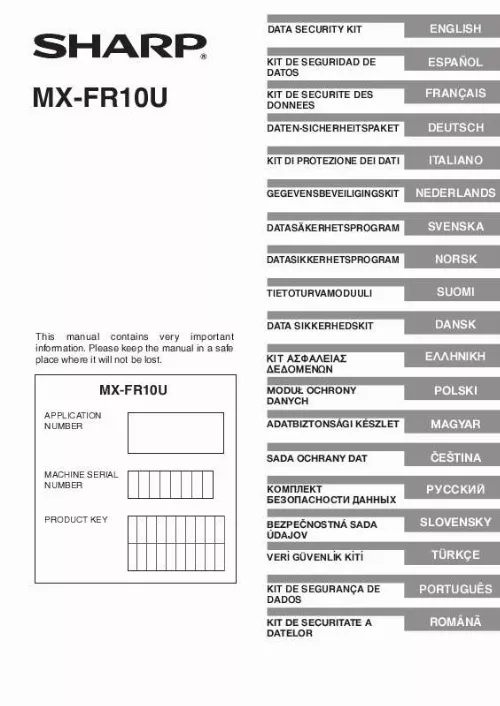 Mode d'emploi SHARP MX-FR10U