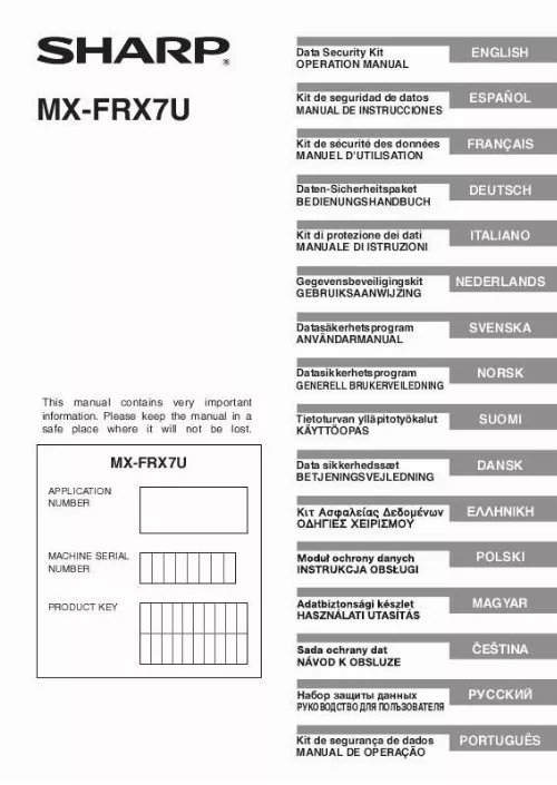 Mode d'emploi SHARP MX-FRX7U