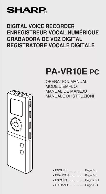 Mode d'emploi SHARP PA-VR10E