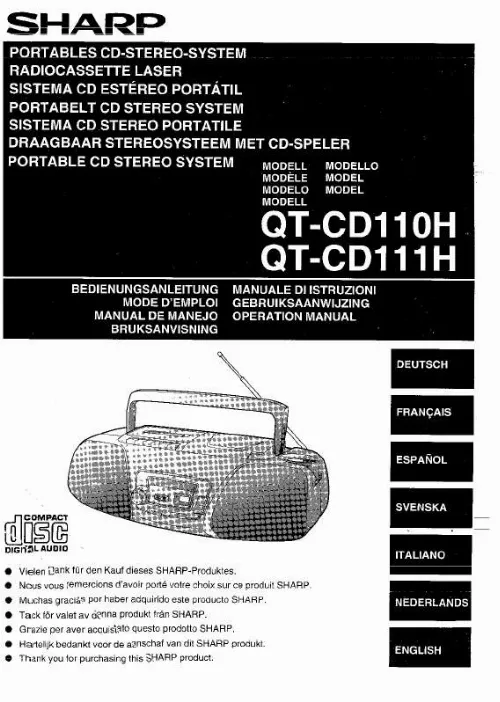 Mode d'emploi SHARP QT-CD110H/CD111H