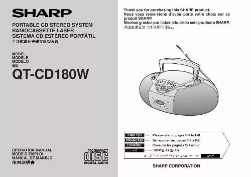 Mode d'emploi SHARP QT-CD180W