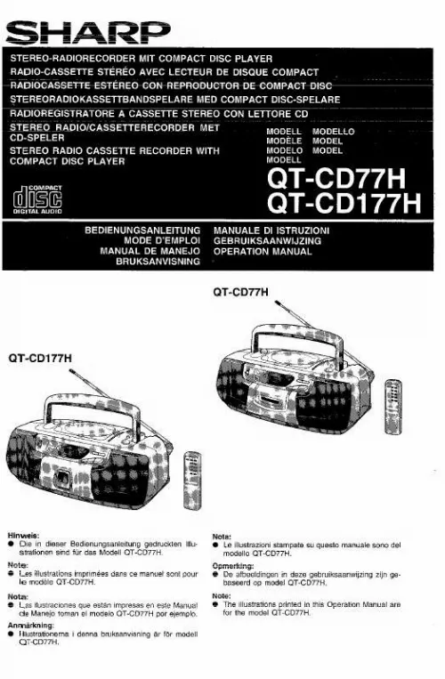 Mode d'emploi SHARP QT-CD77H/CD177H