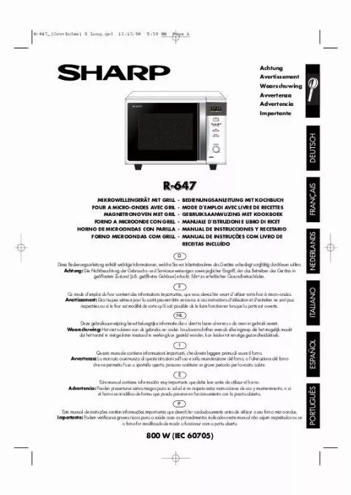 Mode d'emploi SHARP R-647
