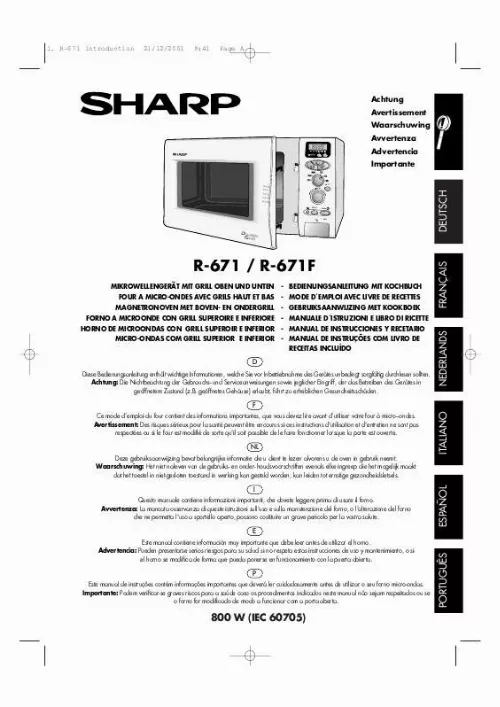 Mode d'emploi SHARP R-671F