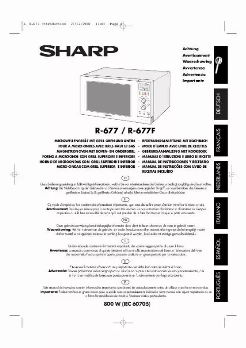 Mode d'emploi SHARP R-677/F