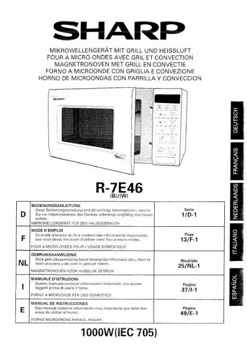 Mode d'emploi SHARP R-7E46