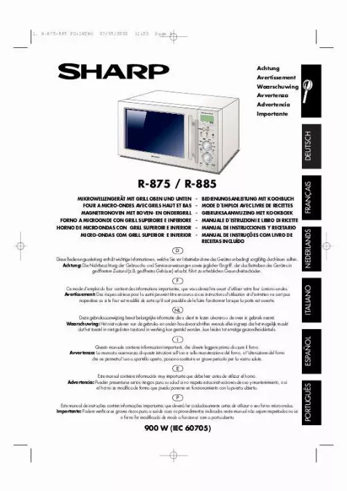 Mode d'emploi SHARP R-875/885