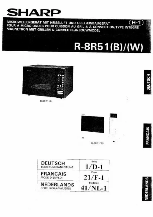 Mode d'emploi SHARP R-51