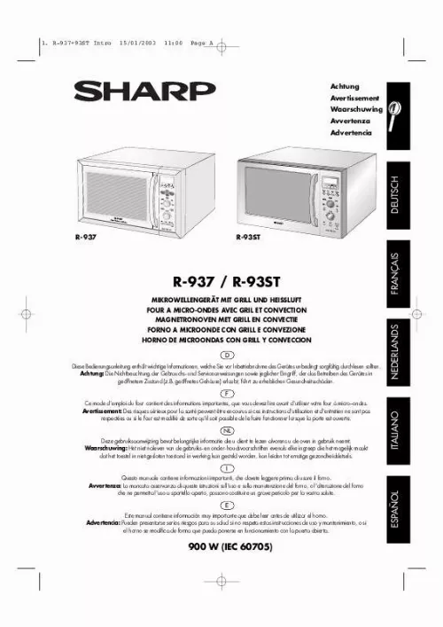 Mode d'emploi SHARP R-93ST/937