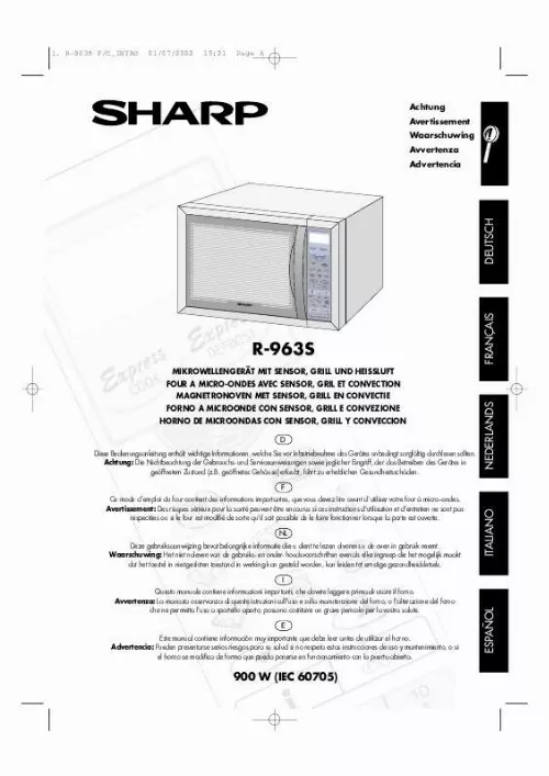 Mode d'emploi SHARP R-963S
