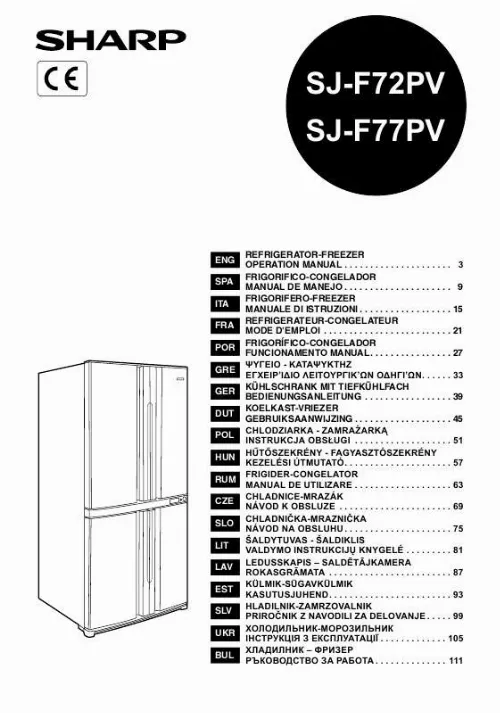 Mode d'emploi SHARP SJ-F72PV/F77PV