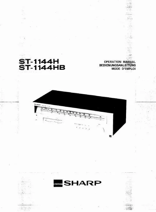 Mode d'emploi SHARP ST-1144H/HB
