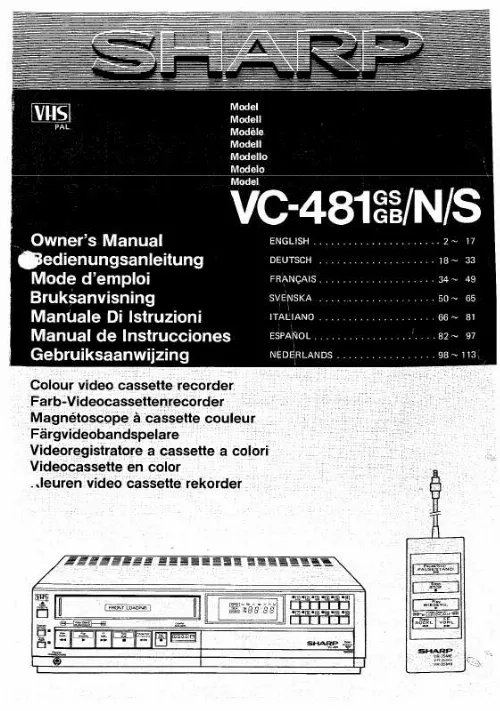 Mode d'emploi SHARP VC-481
