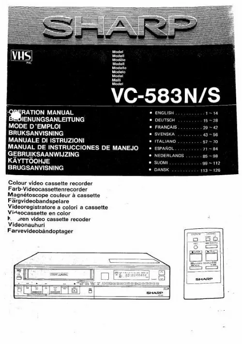 Mode d'emploi SHARP VC-583N/S