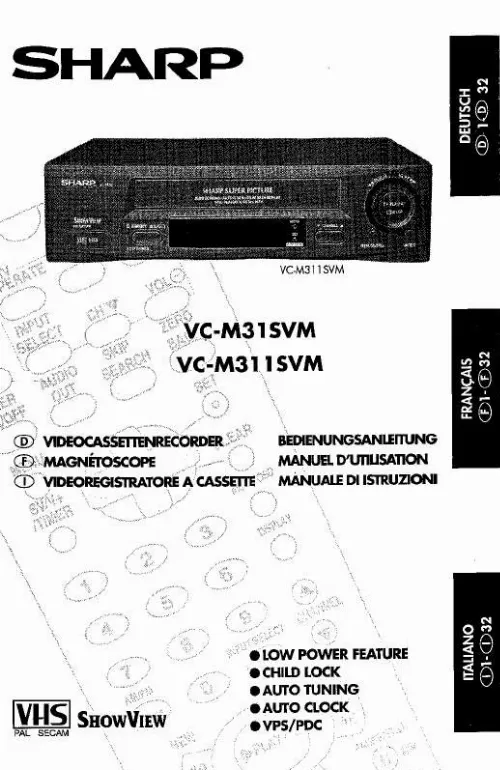 Mode d'emploi SHARP VC-M31SVW/M311SVW