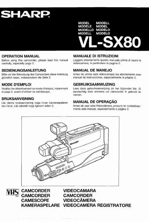 Mode d'emploi SHARP VL-SX80